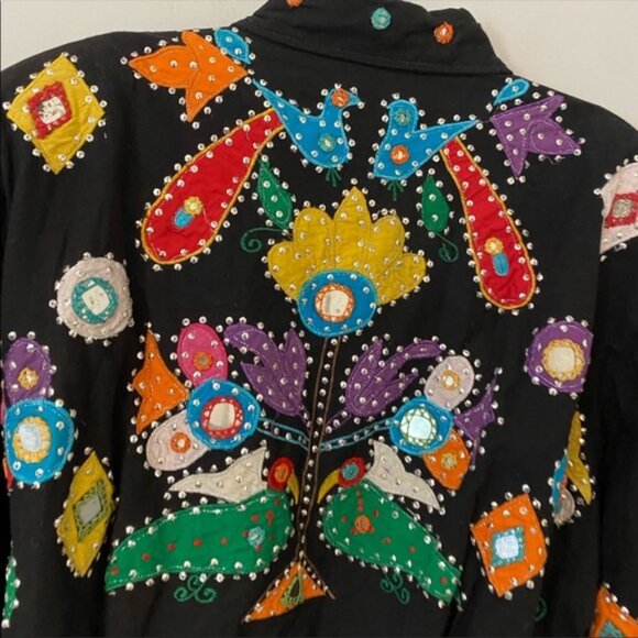 πππππππ Other Destination black folk art colorful pattern crop jacket. L - Picture 5 of 15